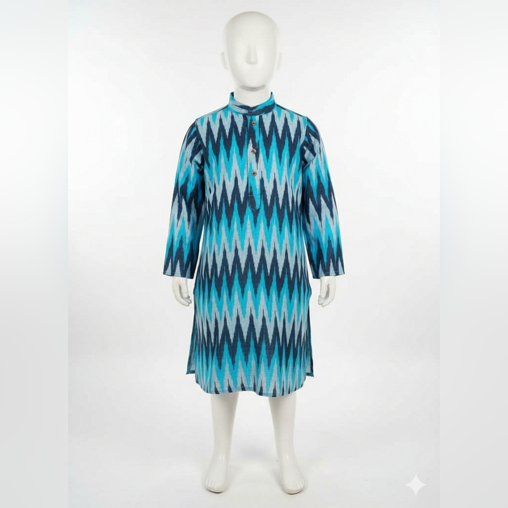 New boys Traditional Ikkat Cotton Kurta   4-5 Yr slim fit